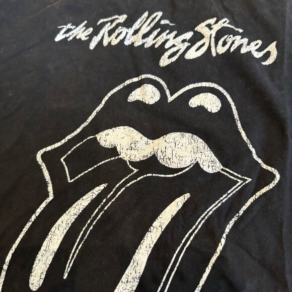 Rolling Stones Kids T-Shirt Black Distressed Logo Graphic Zara Size 7 tee - Picture 2 of 6